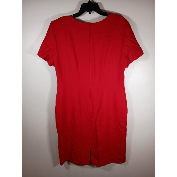 Vintage K Studio Red Short Sleeve Shift Dress Workwear USA Career Plus Size 16 - Picture 5 of 5